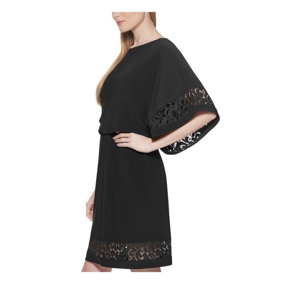 JESSICA HOWARD Womens Lace Solid Elbow Sleeve Boat Neck Knee Length dress size 8 - Picture 5 of 14